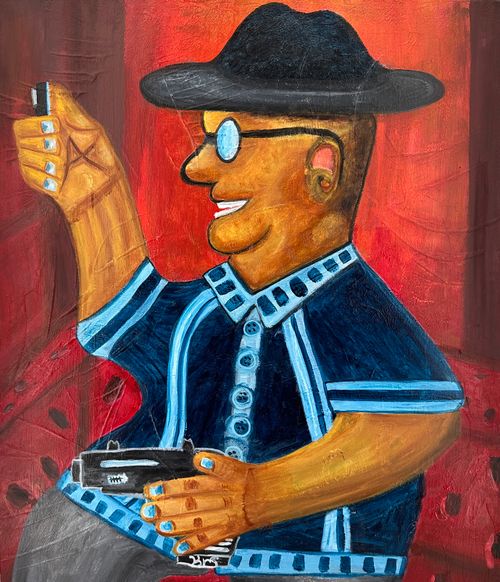 Portrait in Crimson & Indigo